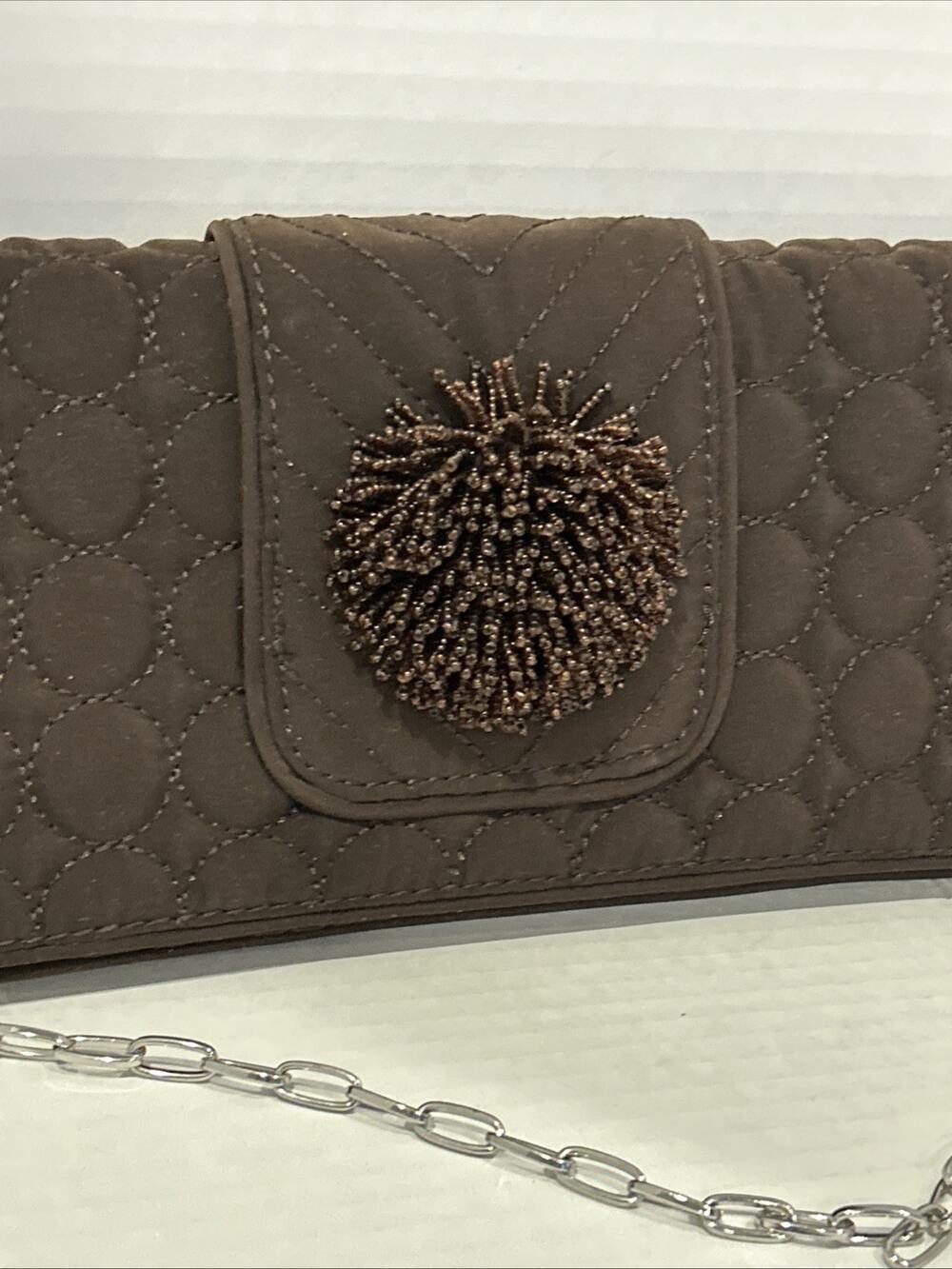 Vera Bradley Quilted Clutch Purse Magnetic Closure Espresso 11x5x2
